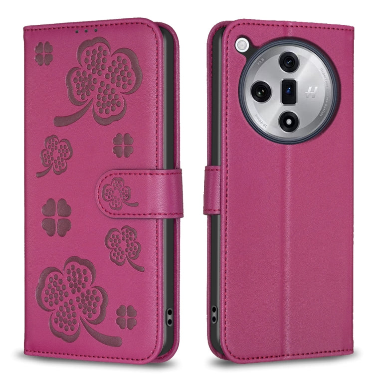 Four-leaf Embossed Leather Phone Case, For OPPO A60, For OPPO Find X7, For OPPO Find X7 Ultra, For OPPO A38 / A18 4G, For OPPO A58 4G, For OPPO A78 4G, For OPPO Find X6 Pro, For OPPO Find X6