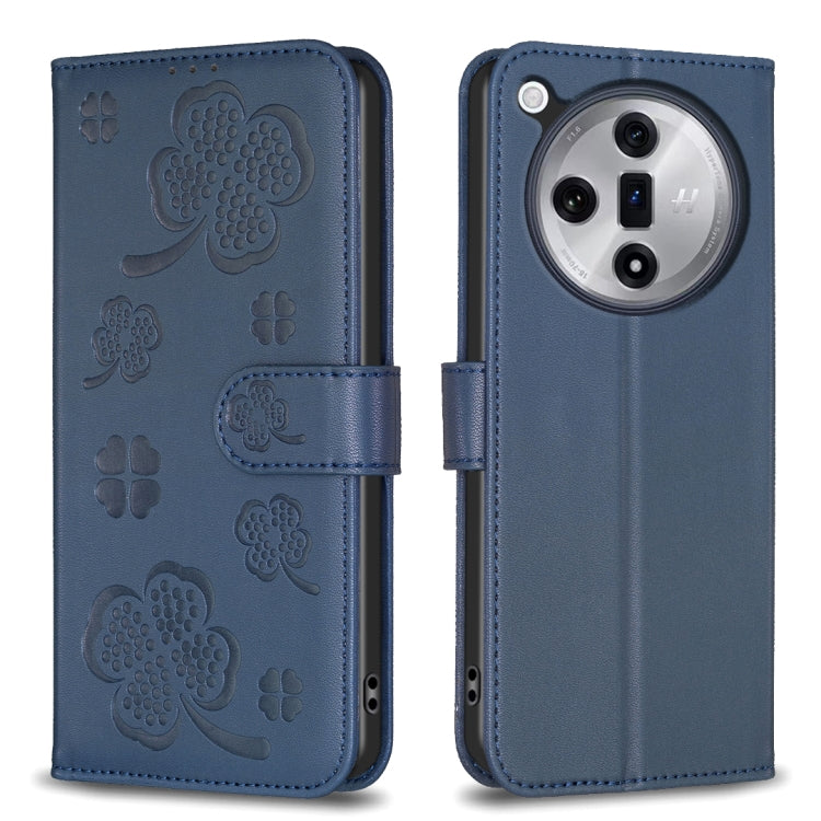Four-leaf Embossed Leather Phone Case, For OPPO A60, For OPPO Find X7, For OPPO Find X7 Ultra, For OPPO A38 / A18 4G, For OPPO A58 4G, For OPPO A78 4G, For OPPO Find X6 Pro, For OPPO Find X6