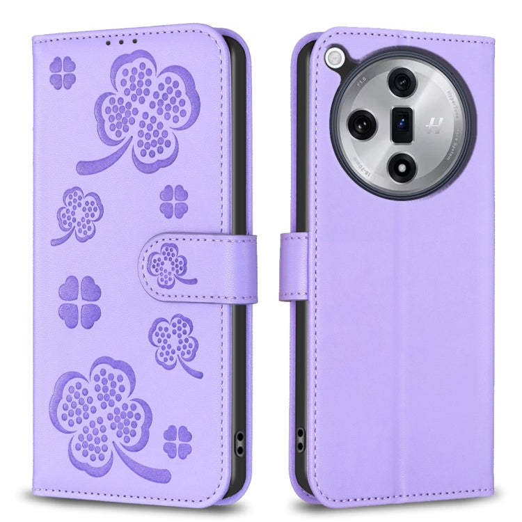 Four-leaf Embossed Leather Phone Case, For OPPO A60, For OPPO Find X7, For OPPO Find X7 Ultra, For OPPO A38 / A18 4G, For OPPO A58 4G, For OPPO A78 4G, For OPPO Find X6 Pro, For OPPO Find X6