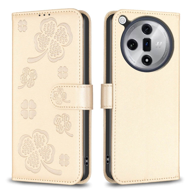 Four-leaf Embossed Leather Phone Case, For OPPO A60, For OPPO Find X7, For OPPO Find X7 Ultra, For OPPO A38 / A18 4G, For OPPO A58 4G, For OPPO A78 4G, For OPPO Find X6 Pro, For OPPO Find X6