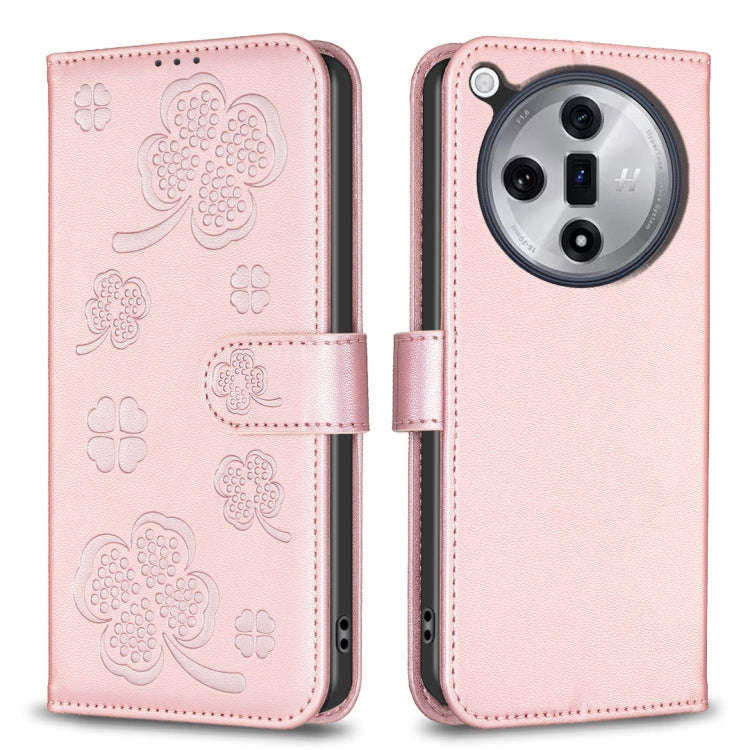 Four-leaf Embossed Leather Phone Case, For OPPO A60, For OPPO Find X7, For OPPO Find X7 Ultra, For OPPO A38 / A18 4G, For OPPO A58 4G, For OPPO A78 4G, For OPPO Find X6 Pro, For OPPO Find X6
