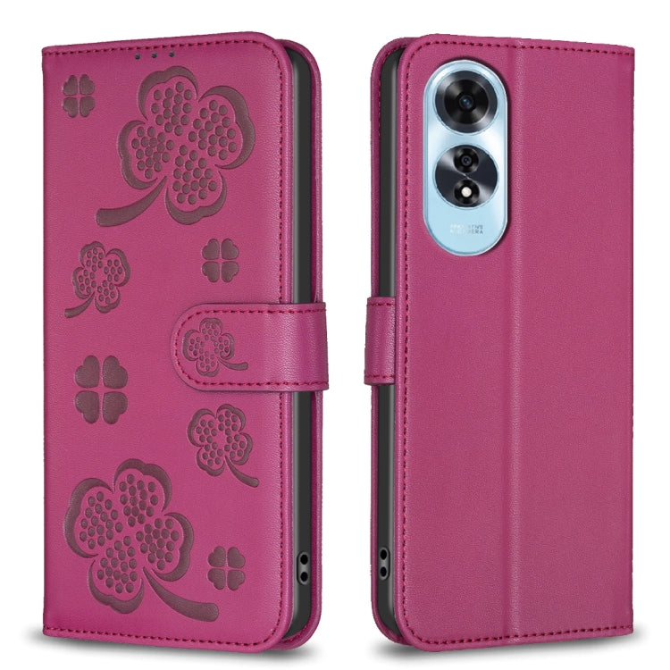 Four-leaf Embossed Leather Phone Case, For OPPO Reno16 F 5G/Reno16 FS 5G, For OPPO Reno16/Reno16 Pro 5G Global, For OPPO A60, For OPPO Find X7, For OPPO Find X7 Ultra, For OPPO A38 / A18 4G, For OPPO A58 4G, For OPPO A78 4G