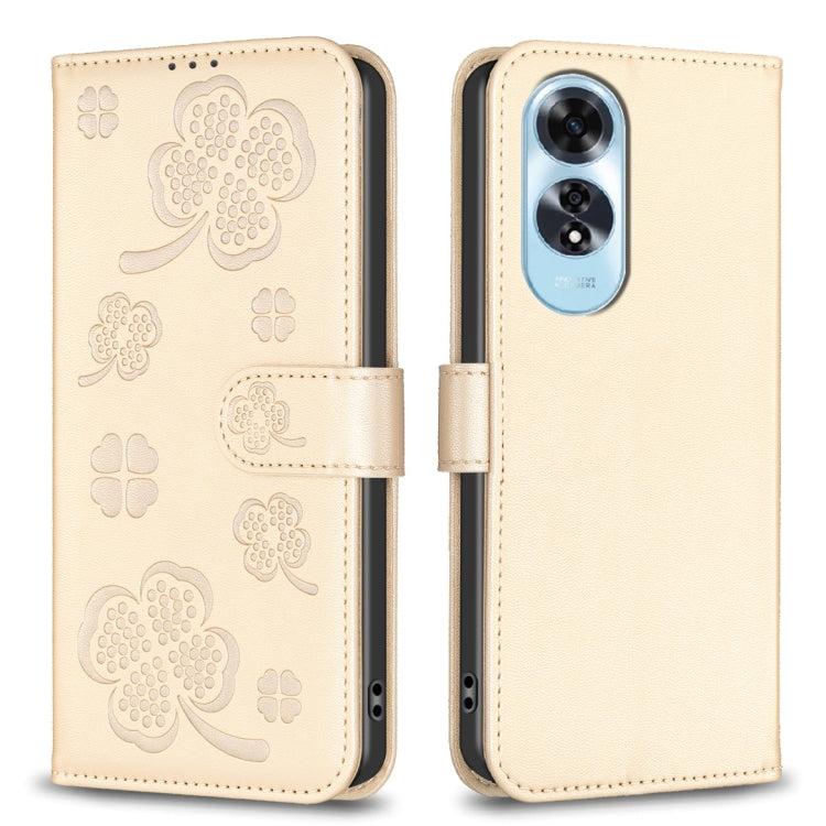 Four-leaf Embossed Leather Phone Case, For OPPO A60, For OPPO Find X7, For OPPO Find X7 Ultra, For OPPO A38 / A18 4G, For OPPO A58 4G, For OPPO A78 4G, For OPPO Find X6 Pro, For OPPO Find X6