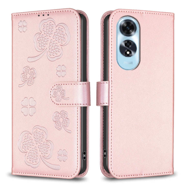 Four-leaf Embossed Leather Phone Case, For OPPO A60, For OPPO Find X7, For OPPO Find X7 Ultra, For OPPO A38 / A18 4G, For OPPO A58 4G, For OPPO A78 4G, For OPPO Find X6 Pro, For OPPO Find X6