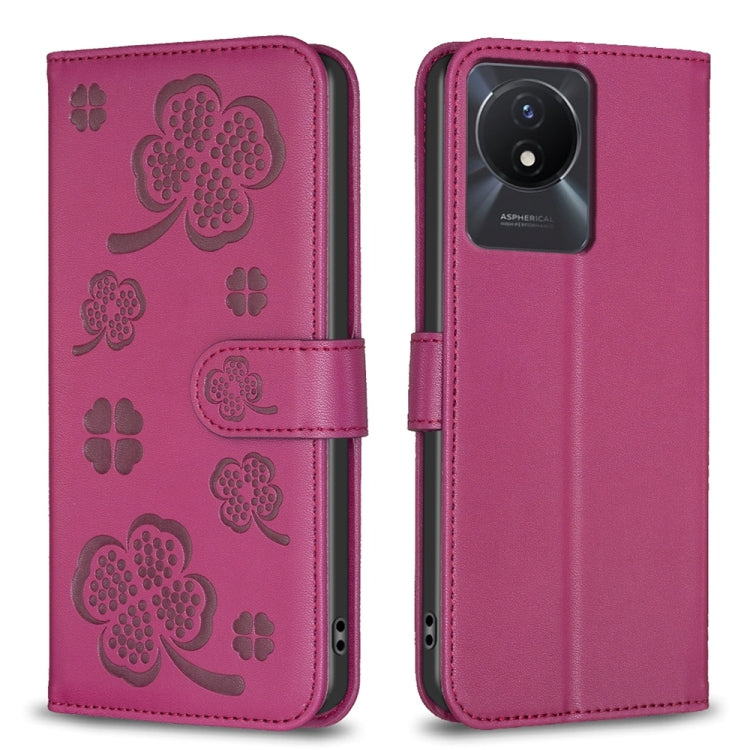 Four-leaf Embossed Leather Phone Case, For vivo Y78 5G / Y36, For vivo Y02 4G, For vivo Y35 4G / Y22s, For vivo Y02s, For vivo Y15s, For vivo Y21 / Y21s / Y33s, For vivo Y51 2020 / Y51a / Y51s, For vivo Y20