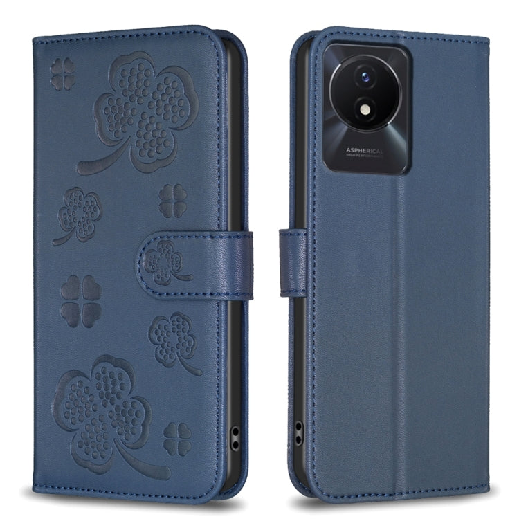 Four-leaf Embossed Leather Phone Case, For vivo Y78 5G / Y36, For vivo Y02 4G, For vivo Y35 4G / Y22s, For vivo Y02s, For vivo Y15s, For vivo Y21 / Y21s / Y33s, For vivo Y51 2020 / Y51a / Y51s, For vivo Y20