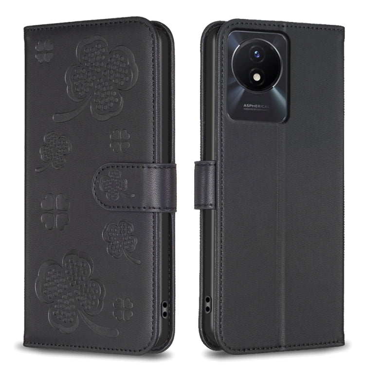 Four-leaf Embossed Leather Phone Case, For vivo Y78 5G / Y36, For vivo Y02 4G, For vivo Y35 4G / Y22s, For vivo Y02s, For vivo Y15s, For vivo Y21 / Y21s / Y33s, For vivo Y51 2020 / Y51a / Y51s, For vivo Y20