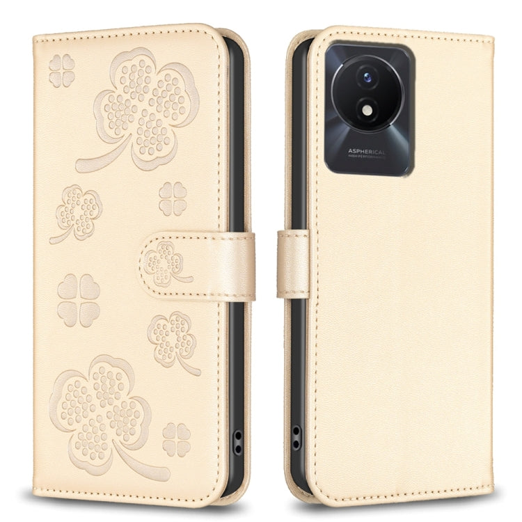 Four-leaf Embossed Leather Phone Case, For vivo Y78 5G / Y36, For vivo Y02 4G, For vivo Y35 4G / Y22s, For vivo Y02s, For vivo Y15s, For vivo Y21 / Y21s / Y33s, For vivo Y51 2020 / Y51a / Y51s, For vivo Y20