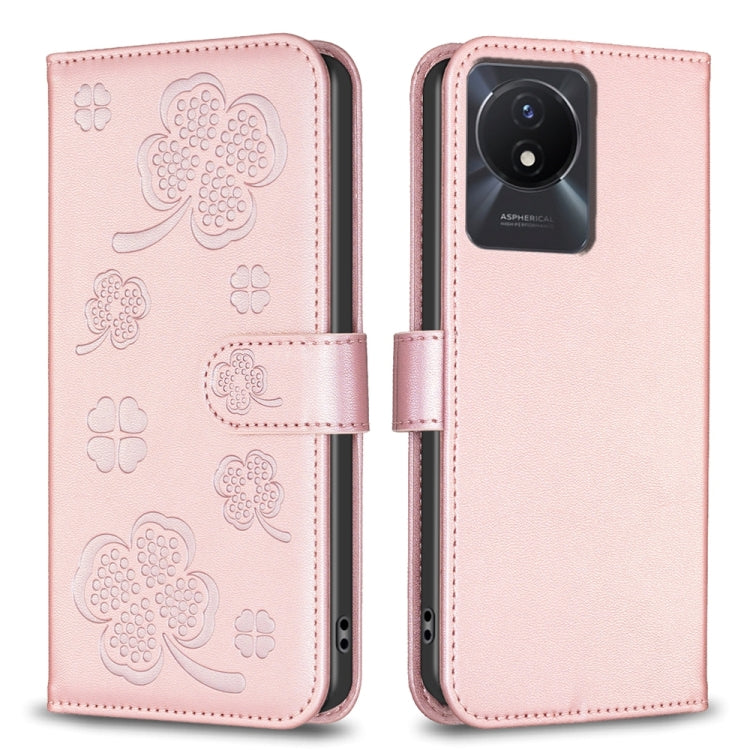 Four-leaf Embossed Leather Phone Case, For vivo Y78 5G / Y36, For vivo Y02 4G, For vivo Y35 4G / Y22s, For vivo Y02s, For vivo Y15s, For vivo Y21 / Y21s / Y33s, For vivo Y51 2020 / Y51a / Y51s, For vivo Y20
