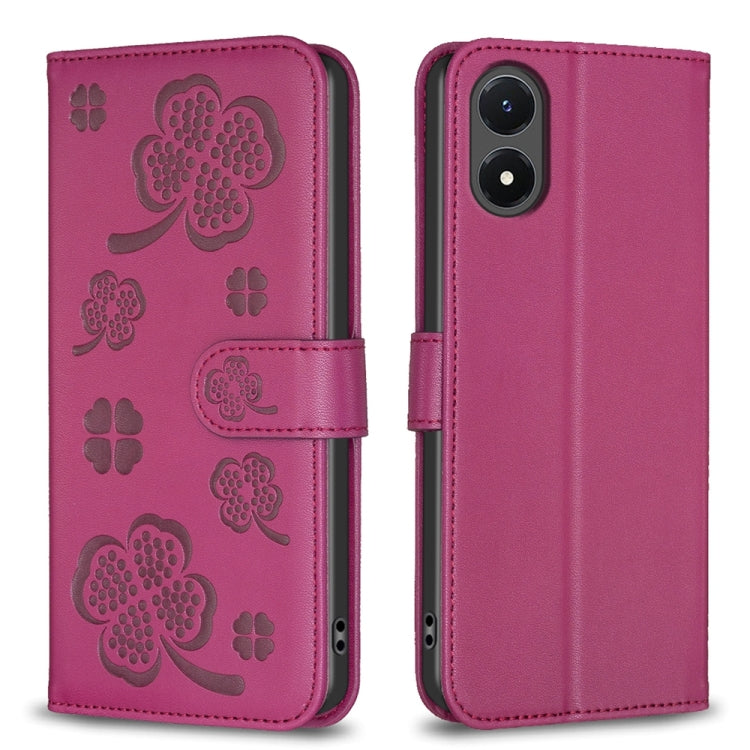 Four-leaf Embossed Leather Phone Case, For vivo Y78 5G / Y36, For vivo Y02 4G, For vivo Y35 4G / Y22s, For vivo Y02s, For vivo Y15s, For vivo Y21 / Y21s / Y33s, For vivo Y51 2020 / Y51a / Y51s, For vivo Y20