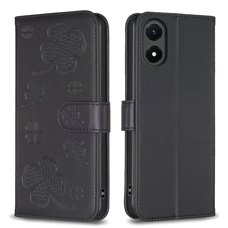 Four-leaf Embossed Leather Phone Case, For vivo Y78 5G / Y36, For vivo Y02 4G, For vivo Y35 4G / Y22s, For vivo Y02s, For vivo Y15s, For vivo Y21 / Y21s / Y33s, For vivo Y51 2020 / Y51a / Y51s, For vivo Y20