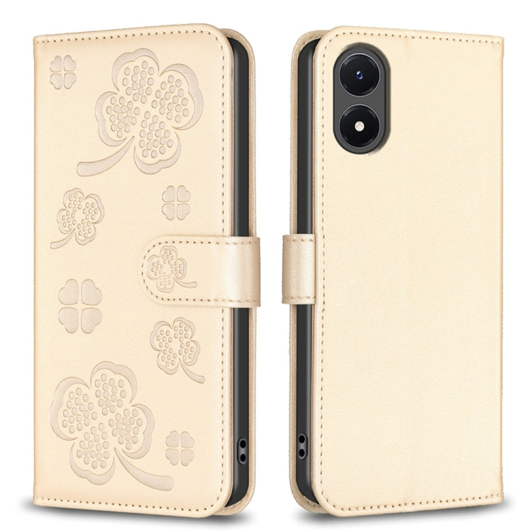 Four-leaf Embossed Leather Phone Case, For vivo Y78 5G / Y36, For vivo Y02 4G, For vivo Y35 4G / Y22s, For vivo Y02s, For vivo Y15s, For vivo Y21 / Y21s / Y33s, For vivo Y51 2020 / Y51a / Y51s, For vivo Y20