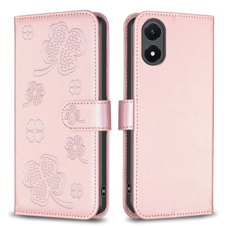 Four-leaf Embossed Leather Phone Case, For vivo Y78 5G / Y36, For vivo Y02 4G, For vivo Y35 4G / Y22s, For vivo Y02s, For vivo Y15s, For vivo Y21 / Y21s / Y33s, For vivo Y51 2020 / Y51a / Y51s, For vivo Y20