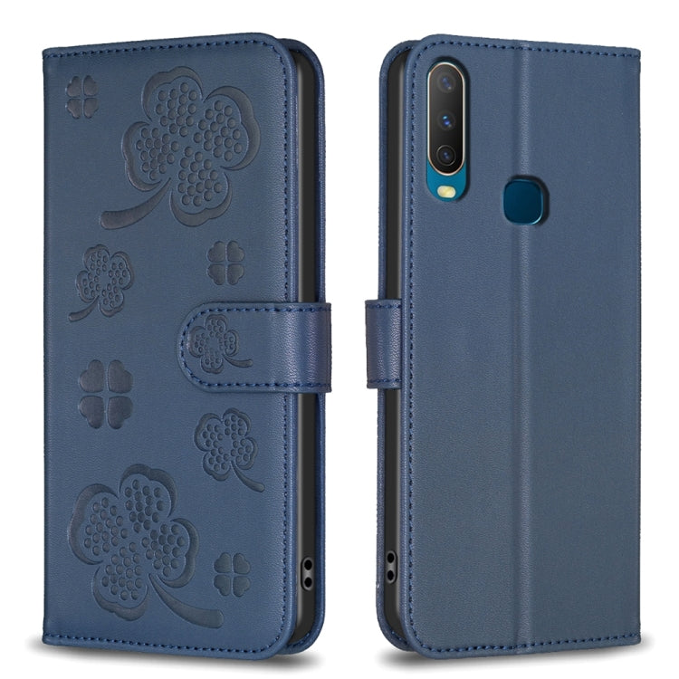 Four-leaf Embossed Leather Phone Case, For vivo Y11 / Y12 / Y15 / Y17, For vivo Y27 4G