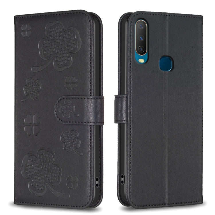 Four-leaf Embossed Leather Phone Case, For vivo Y11 / Y12 / Y15 / Y17, For vivo Y27 4G