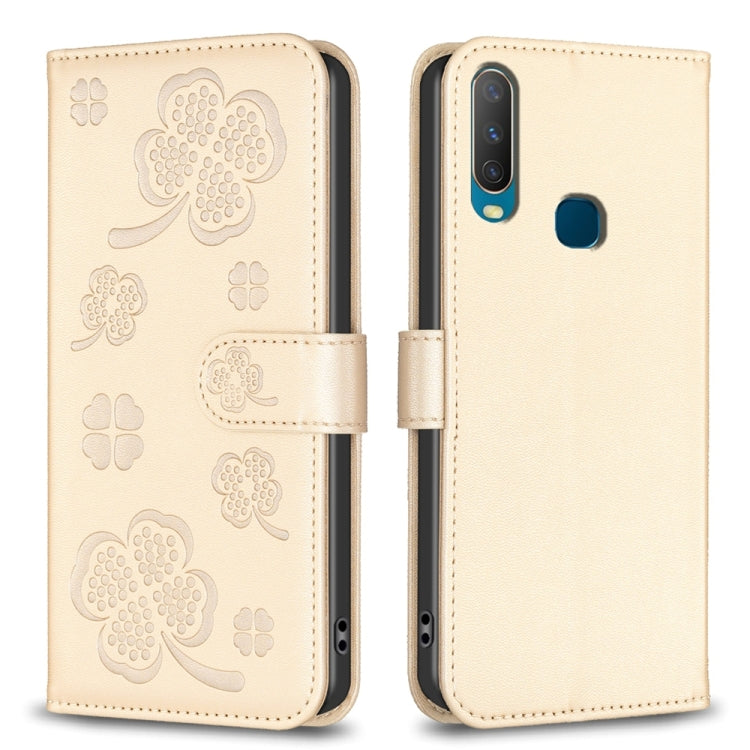 Four-leaf Embossed Leather Phone Case, For vivo Y11 / Y12 / Y15 / Y17, For vivo Y27 4G