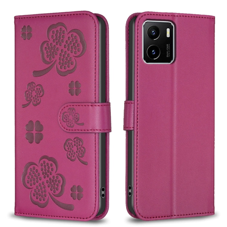 Four-leaf Embossed Leather Phone Case, For vivo Y78 5G / Y36, For vivo Y02 4G, For vivo Y35 4G / Y22s, For vivo Y02s, For vivo Y15s, For vivo Y21 / Y21s / Y33s, For vivo Y51 2020 / Y51a / Y51s, For vivo Y20