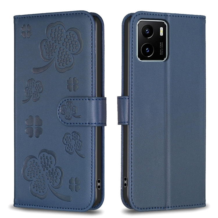 Four-leaf Embossed Leather Phone Case, For vivo Y78 5G / Y36, For vivo Y02 4G, For vivo Y35 4G / Y22s, For vivo Y02s, For vivo Y15s, For vivo Y21 / Y21s / Y33s, For vivo Y51 2020 / Y51a / Y51s, For vivo Y20