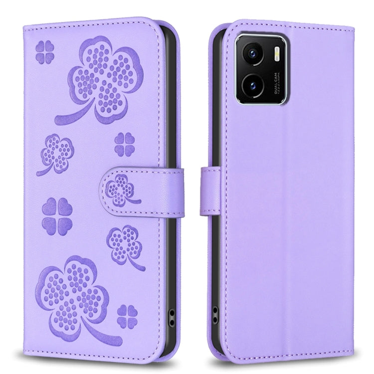 Four-leaf Embossed Leather Phone Case, For vivo Y78 5G / Y36, For vivo Y02 4G, For vivo Y35 4G / Y22s, For vivo Y02s, For vivo Y15s, For vivo Y21 / Y21s / Y33s, For vivo Y51 2020 / Y51a / Y51s, For vivo Y20