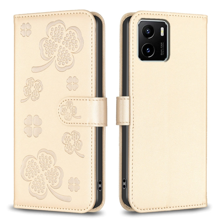 Four-leaf Embossed Leather Phone Case, For vivo Y78 5G / Y36, For vivo Y02 4G, For vivo Y35 4G / Y22s, For vivo Y02s, For vivo Y15s, For vivo Y21 / Y21s / Y33s, For vivo Y51 2020 / Y51a / Y51s, For vivo Y20