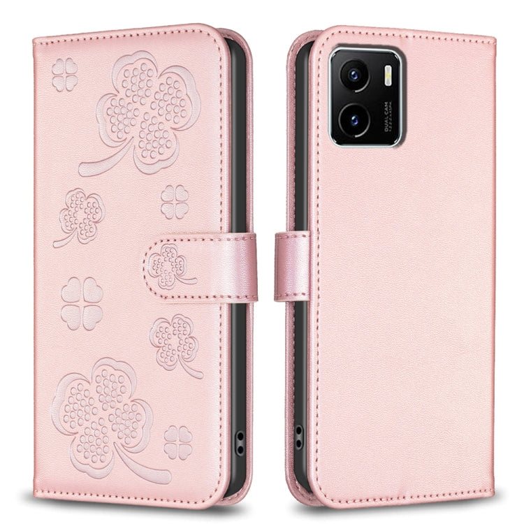 Four-leaf Embossed Leather Phone Case, For vivo Y78 5G / Y36, For vivo Y02 4G, For vivo Y35 4G / Y22s, For vivo Y02s, For vivo Y15s, For vivo Y21 / Y21s / Y33s, For vivo Y51 2020 / Y51a / Y51s, For vivo Y20