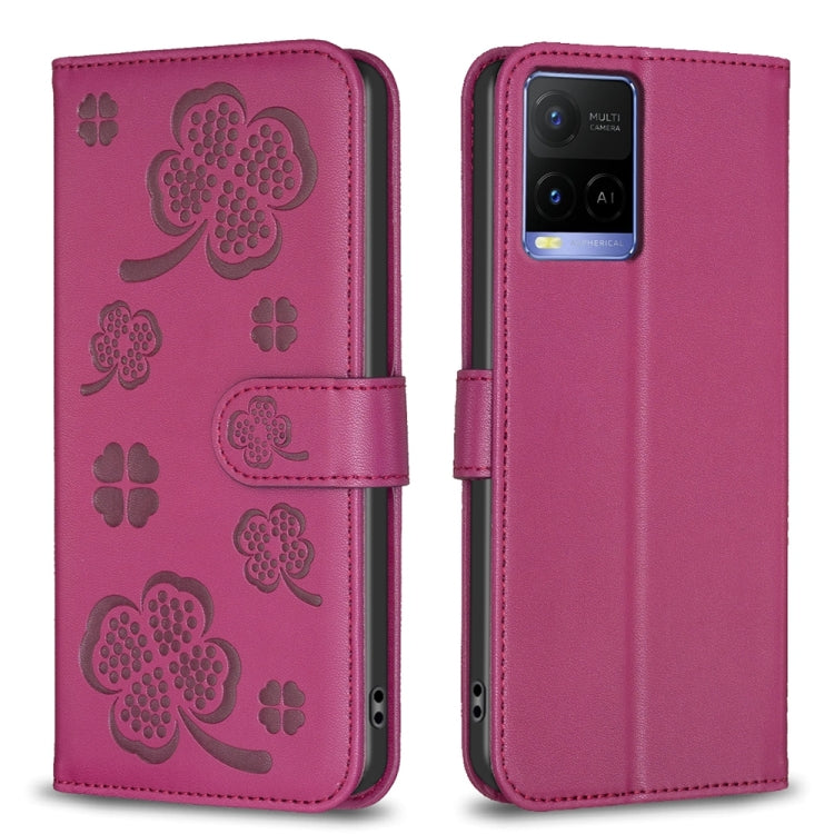 Four-leaf Embossed Leather Phone Case, For vivo Y78 5G / Y36, For vivo Y02 4G, For vivo Y35 4G / Y22s, For vivo Y02s, For vivo Y15s, For vivo Y21 / Y21s / Y33s, For vivo Y51 2020 / Y51a / Y51s, For vivo Y20