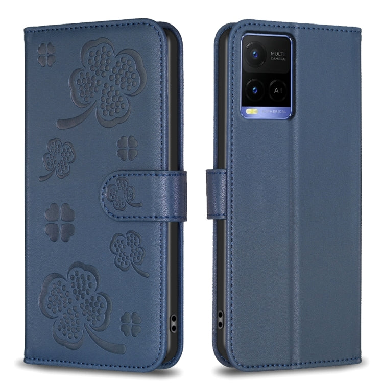 Four-leaf Embossed Leather Phone Case, For vivo Y78 5G / Y36, For vivo Y02 4G, For vivo Y35 4G / Y22s, For vivo Y02s, For vivo Y15s, For vivo Y21 / Y21s / Y33s, For vivo Y51 2020 / Y51a / Y51s, For vivo Y20