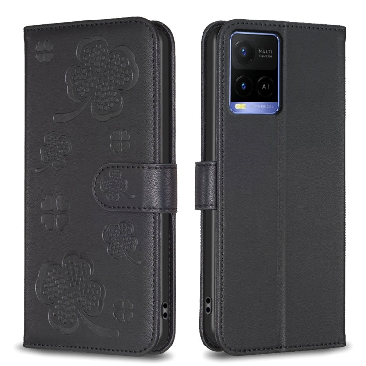 Four-leaf Embossed Leather Phone Case, For vivo Y78 5G / Y36, For vivo Y02 4G, For vivo Y35 4G / Y22s, For vivo Y02s, For vivo Y15s, For vivo Y21 / Y21s / Y33s, For vivo Y51 2020 / Y51a / Y51s, For vivo Y20