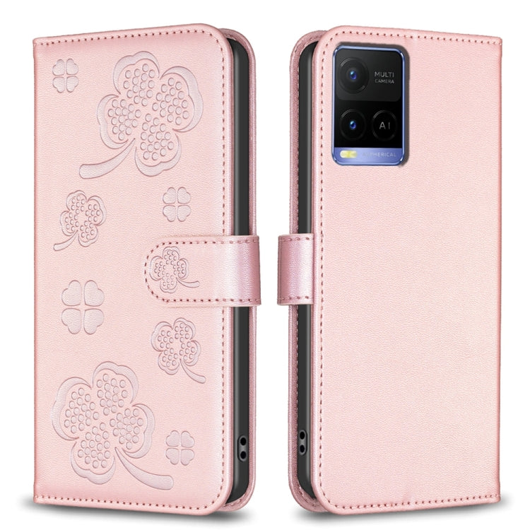 Four-leaf Embossed Leather Phone Case, For vivo Y78 5G / Y36, For vivo Y02 4G, For vivo Y35 4G / Y22s, For vivo Y02s, For vivo Y15s, For vivo Y21 / Y21s / Y33s, For vivo Y51 2020 / Y51a / Y51s, For vivo Y20