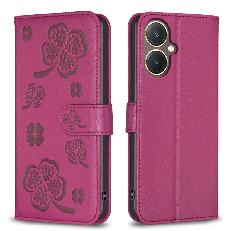 Four-leaf Embossed Leather Phone Case, For vivo Y11 / Y12 / Y15 / Y17, For vivo Y27 4G