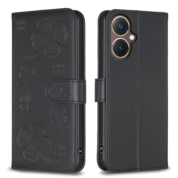 Four-leaf Embossed Leather Phone Case, For vivo Y11 / Y12 / Y15 / Y17, For vivo Y27 4G