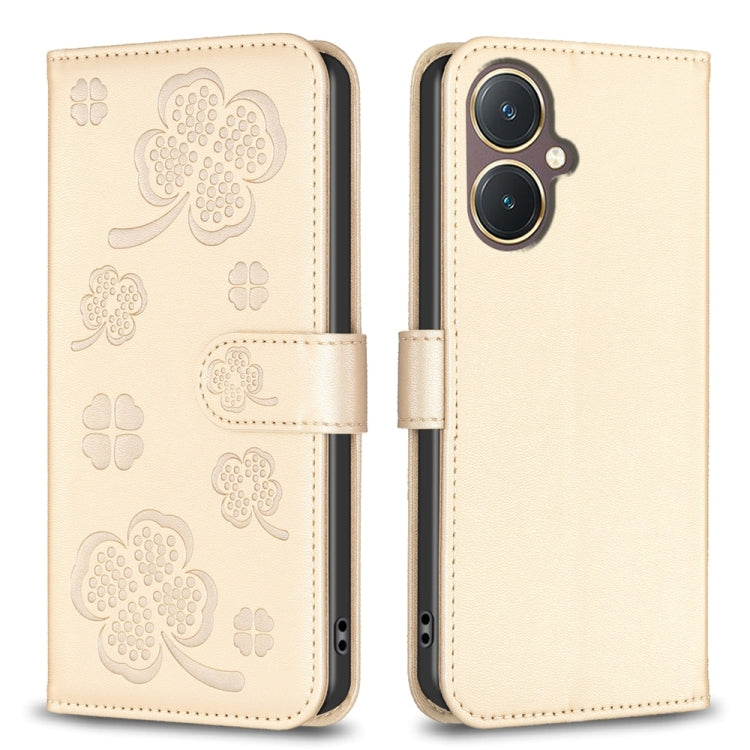 Four-leaf Embossed Leather Phone Case, For vivo Y11 / Y12 / Y15 / Y17, For vivo Y27 4G