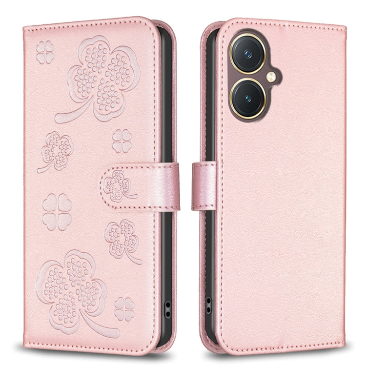 Four-leaf Embossed Leather Phone Case, For vivo Y11 / Y12 / Y15 / Y17, For vivo Y27 4G