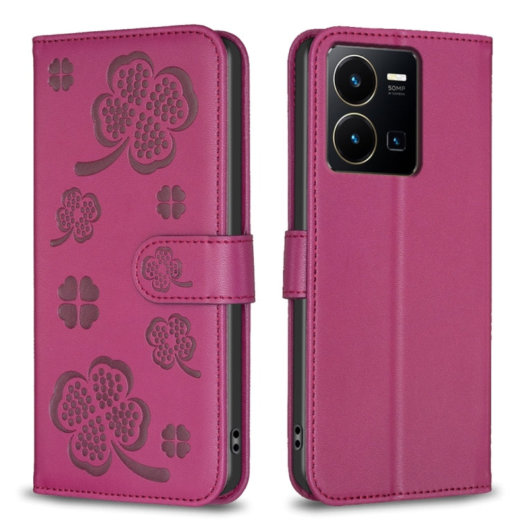 Four-leaf Embossed Leather Phone Case, For vivo Y78 5G / Y36, For vivo Y02 4G, For vivo Y35 4G / Y22s, For vivo Y02s, For vivo Y15s, For vivo Y21 / Y21s / Y33s, For vivo Y51 2020 / Y51a / Y51s, For vivo Y20