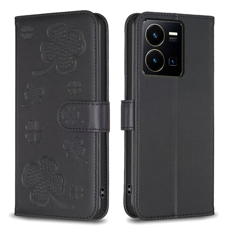 Four-leaf Embossed Leather Phone Case, For vivo Y78 5G / Y36, For vivo Y02 4G, For vivo Y35 4G / Y22s, For vivo Y02s, For vivo Y15s, For vivo Y21 / Y21s / Y33s, For vivo Y51 2020 / Y51a / Y51s, For vivo Y20