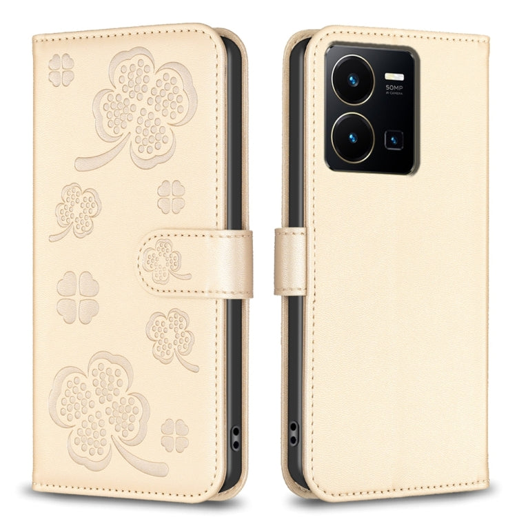 Four-leaf Embossed Leather Phone Case, For vivo Y78 5G / Y36, For vivo Y02 4G, For vivo Y35 4G / Y22s, For vivo Y02s, For vivo Y15s, For vivo Y21 / Y21s / Y33s, For vivo Y51 2020 / Y51a / Y51s, For vivo Y20