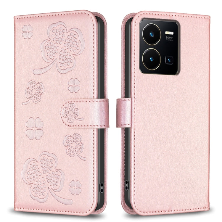 Four-leaf Embossed Leather Phone Case, For vivo Y78 5G / Y36, For vivo Y02 4G, For vivo Y35 4G / Y22s, For vivo Y02s, For vivo Y15s, For vivo Y21 / Y21s / Y33s, For vivo Y51 2020 / Y51a / Y51s, For vivo Y20