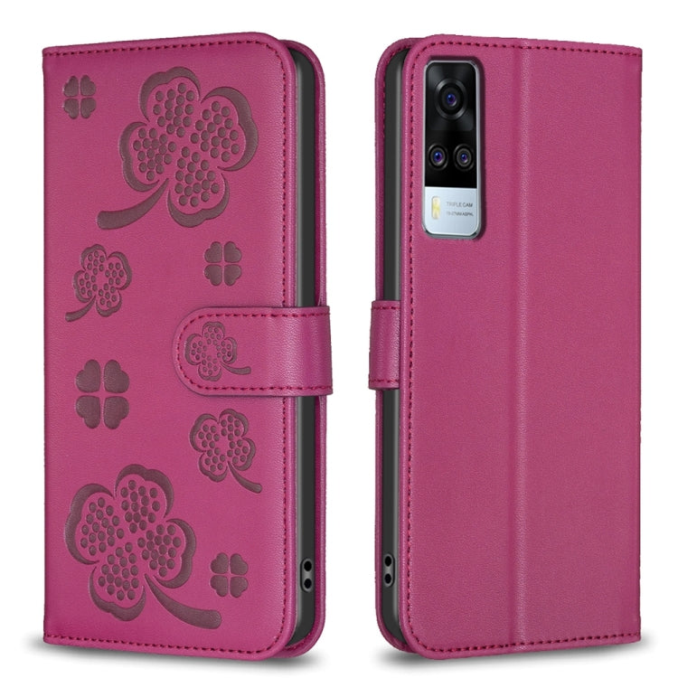 Four-leaf Embossed Leather Phone Case, For vivo Y78 5G / Y36, For vivo Y02 4G, For vivo Y35 4G / Y22s, For vivo Y02s, For vivo Y15s, For vivo Y21 / Y21s / Y33s, For vivo Y51 2020 / Y51a / Y51s, For vivo Y20