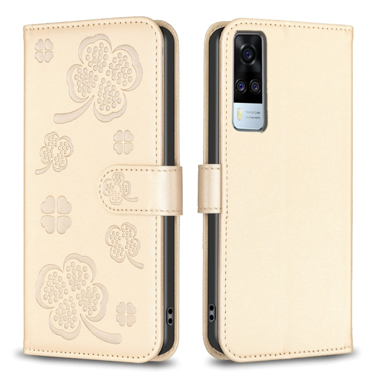 Four-leaf Embossed Leather Phone Case, For vivo Y78 5G / Y36, For vivo Y02 4G, For vivo Y35 4G / Y22s, For vivo Y02s, For vivo Y15s, For vivo Y21 / Y21s / Y33s, For vivo Y51 2020 / Y51a / Y51s, For vivo Y20