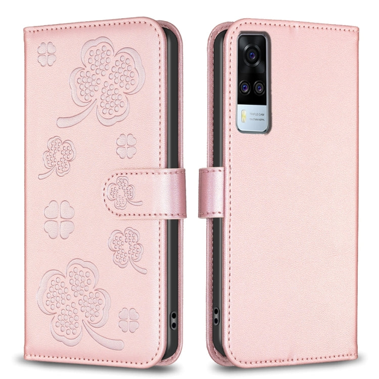 Four-leaf Embossed Leather Phone Case, For vivo Y78 5G / Y36, For vivo Y02 4G, For vivo Y35 4G / Y22s, For vivo Y02s, For vivo Y15s, For vivo Y21 / Y21s / Y33s, For vivo Y51 2020 / Y51a / Y51s, For vivo Y20