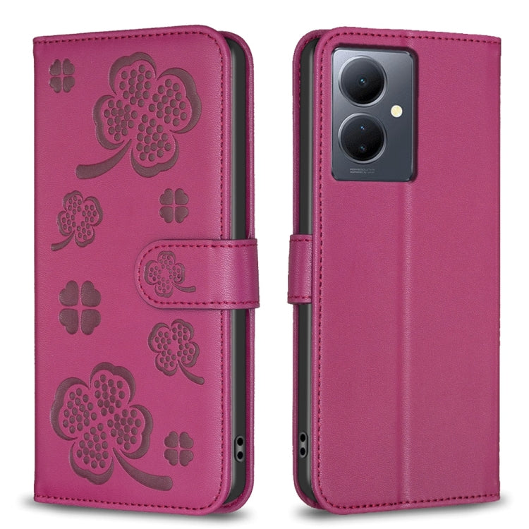Four-leaf Embossed Leather Phone Case, For vivo Y78 5G / Y36, For vivo Y02 4G, For vivo Y35 4G / Y22s, For vivo Y02s, For vivo Y15s, For vivo Y21 / Y21s / Y33s, For vivo Y51 2020 / Y51a / Y51s, For vivo Y20