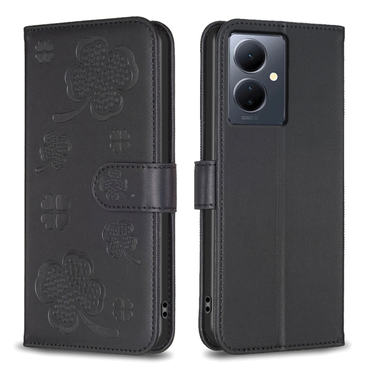 Four-leaf Embossed Leather Phone Case, For vivo Y78 5G / Y36, For vivo Y02 4G, For vivo Y35 4G / Y22s, For vivo Y02s, For vivo Y15s, For vivo Y21 / Y21s / Y33s, For vivo Y51 2020 / Y51a / Y51s, For vivo Y20