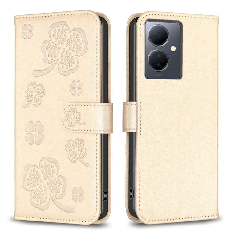 Four-leaf Embossed Leather Phone Case, For vivo Y78 5G / Y36, For vivo Y02 4G, For vivo Y35 4G / Y22s, For vivo Y02s, For vivo Y15s, For vivo Y21 / Y21s / Y33s, For vivo Y51 2020 / Y51a / Y51s, For vivo Y20