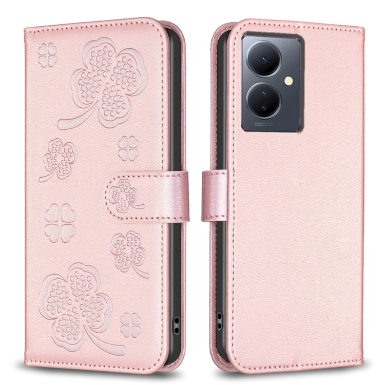 Four-leaf Embossed Leather Phone Case, For vivo Y78 5G / Y36, For vivo Y02 4G, For vivo Y35 4G / Y22s, For vivo Y02s, For vivo Y15s, For vivo Y21 / Y21s / Y33s, For vivo Y51 2020 / Y51a / Y51s, For vivo Y20