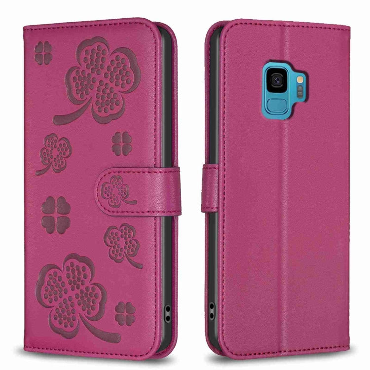 Four-leaf Embossed Leather Phone Case, For Samsung Galaxy A50, For Samsung Galaxy S10+, For Samsung Galaxy S10, For Samsung Galaxy S9+, For Samsung Galaxy S9
