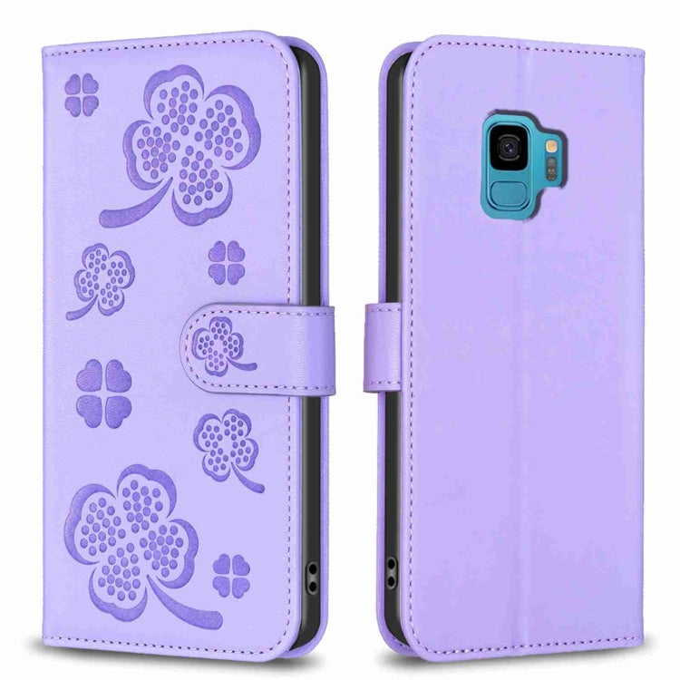 Four-leaf Embossed Leather Phone Case, For Samsung Galaxy A50, For Samsung Galaxy S10+, For Samsung Galaxy S10, For Samsung Galaxy S9+, For Samsung Galaxy S9