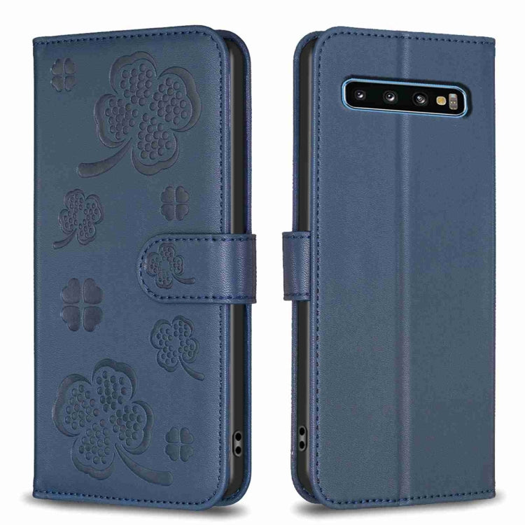 Four-leaf Embossed Leather Phone Case, For Samsung Galaxy A50, For Samsung Galaxy S10+, For Samsung Galaxy S10, For Samsung Galaxy S9+, For Samsung Galaxy S9