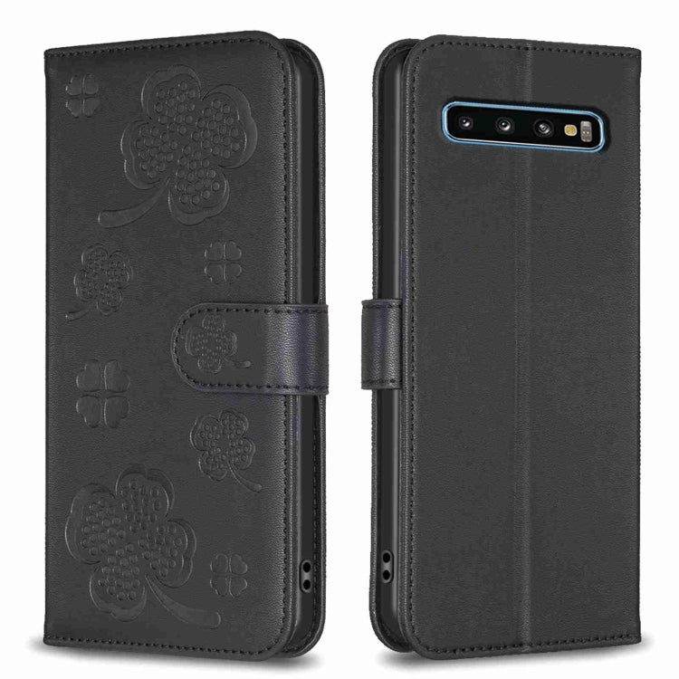 Four-leaf Embossed Leather Phone Case, For Samsung Galaxy A50, For Samsung Galaxy S10+, For Samsung Galaxy S10, For Samsung Galaxy S9+, For Samsung Galaxy S9