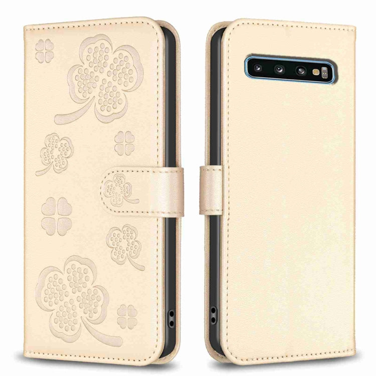 Four-leaf Embossed Leather Phone Case, For Samsung Galaxy A50, For Samsung Galaxy S10+, For Samsung Galaxy S10, For Samsung Galaxy S9+, For Samsung Galaxy S9
