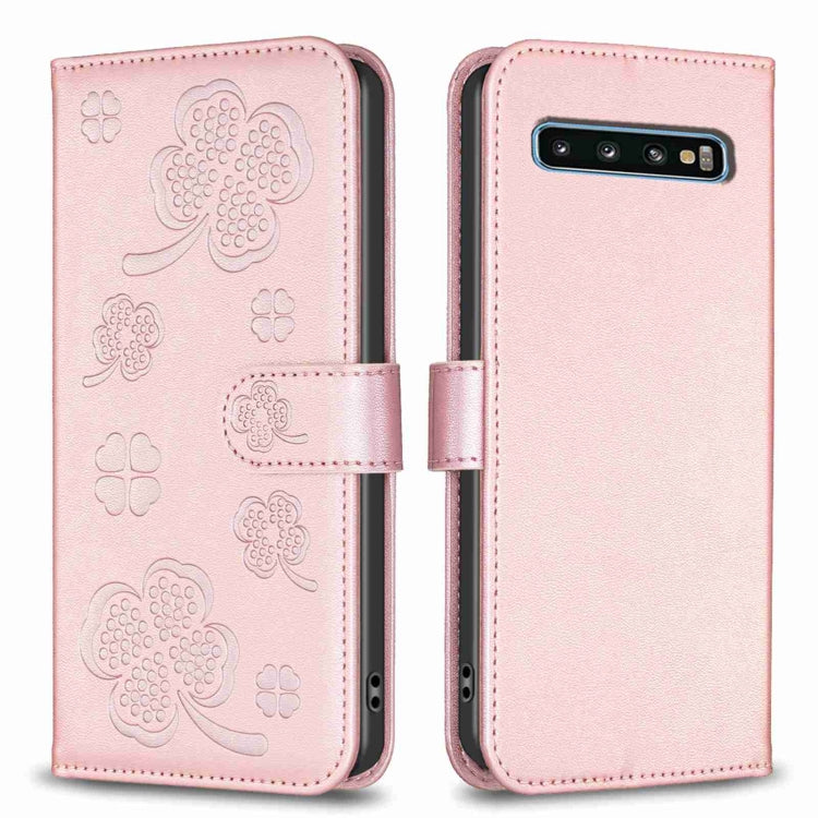 Four-leaf Embossed Leather Phone Case, For Samsung Galaxy A50, For Samsung Galaxy S10+, For Samsung Galaxy S10, For Samsung Galaxy S9+, For Samsung Galaxy S9